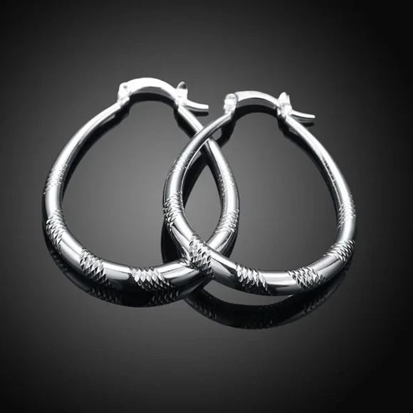 ¥ New 925 Sterling Silver Circle Hoop Earrings - Picture 6 of 7